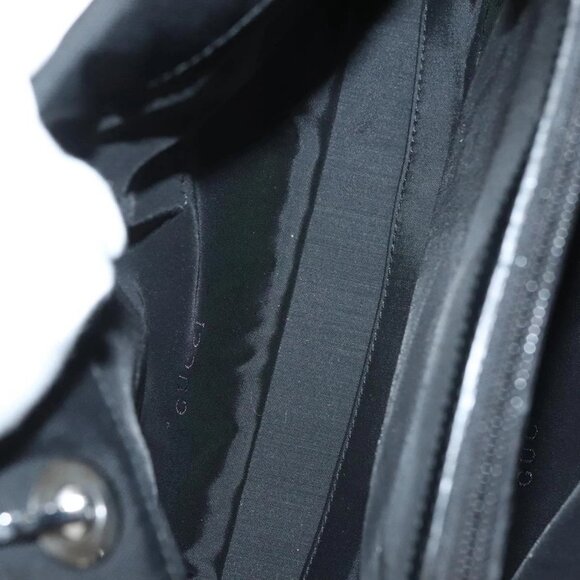 GUCCI Bamboo Hand Bag Nylon Black Silver 002 1016 Auth ep9594 - Picture 10 of 16